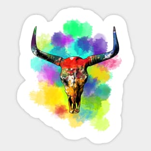 Watercolor Bull Skull Sticker